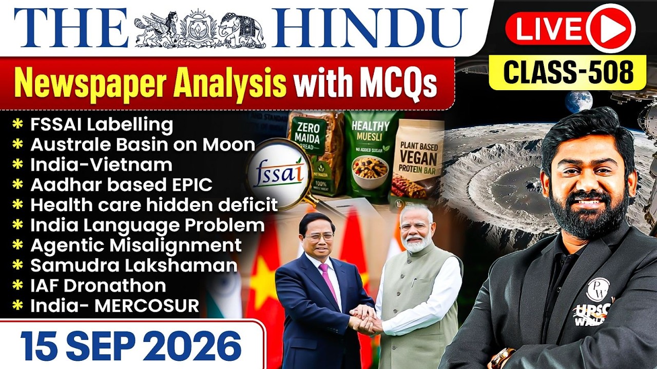 The Hindu Analysis - 15th September | The Hindu Newspaper Today with MCQs | Aasim Sir