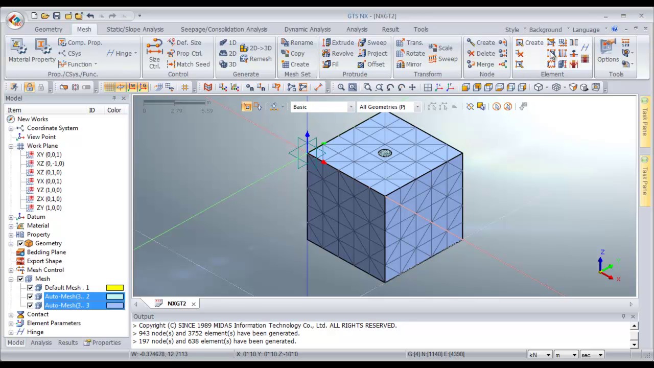 midas GTS NX:Geometric Modeling Autoconnect