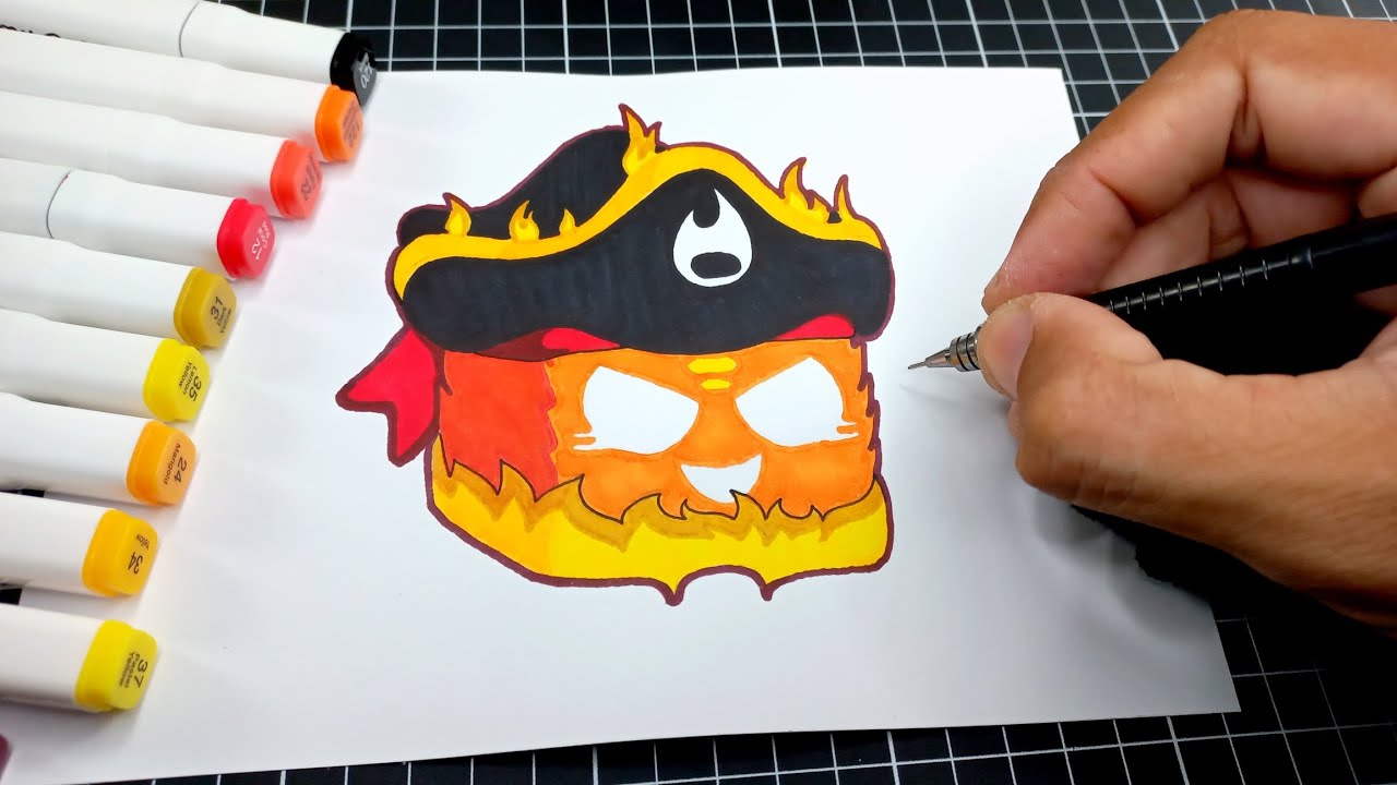 como DESENHAR a FRUTA CHAMA do BLOX FRUITS - FLAME FRUIT BLOX FRUITS
