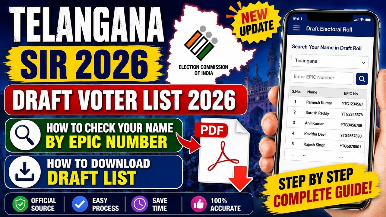 Telangana Draft Voter List 2026 Released | Check Name by EPIC No. | Download Draft List
