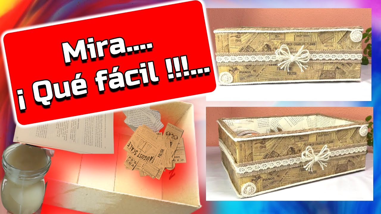 CAJA ORGANIZADORA VINTAGE DE CARTÓN RECICLADO💖