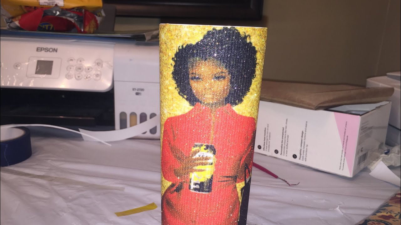 Sublimation Hack on Tumbler with Htv glitter