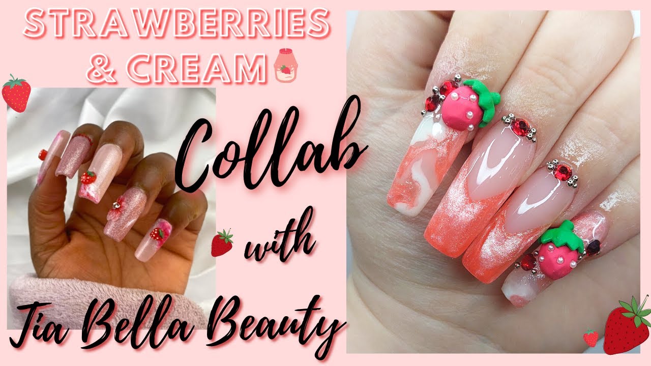 Strawberries And Cream Collab with Tia Bella Beauty! | Easy Polygel Nails Using Makartt Polygel 🍓