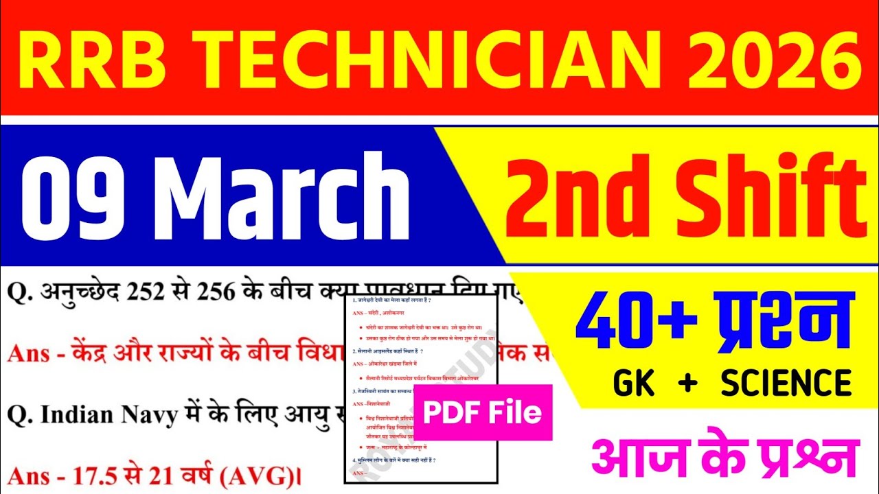 RRB Technician 09 March 2nd Shift Analysis 2026 | RRB Technician EXAM Analysis 2026 | RRB TECH 2026