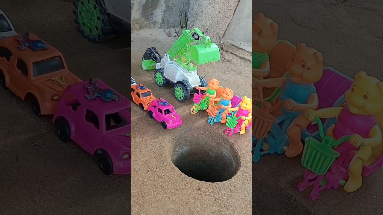 pink car Orange car in pit tractor pushing #shorts #shortvideos #viral #jcb #jcb3dx #alltoys