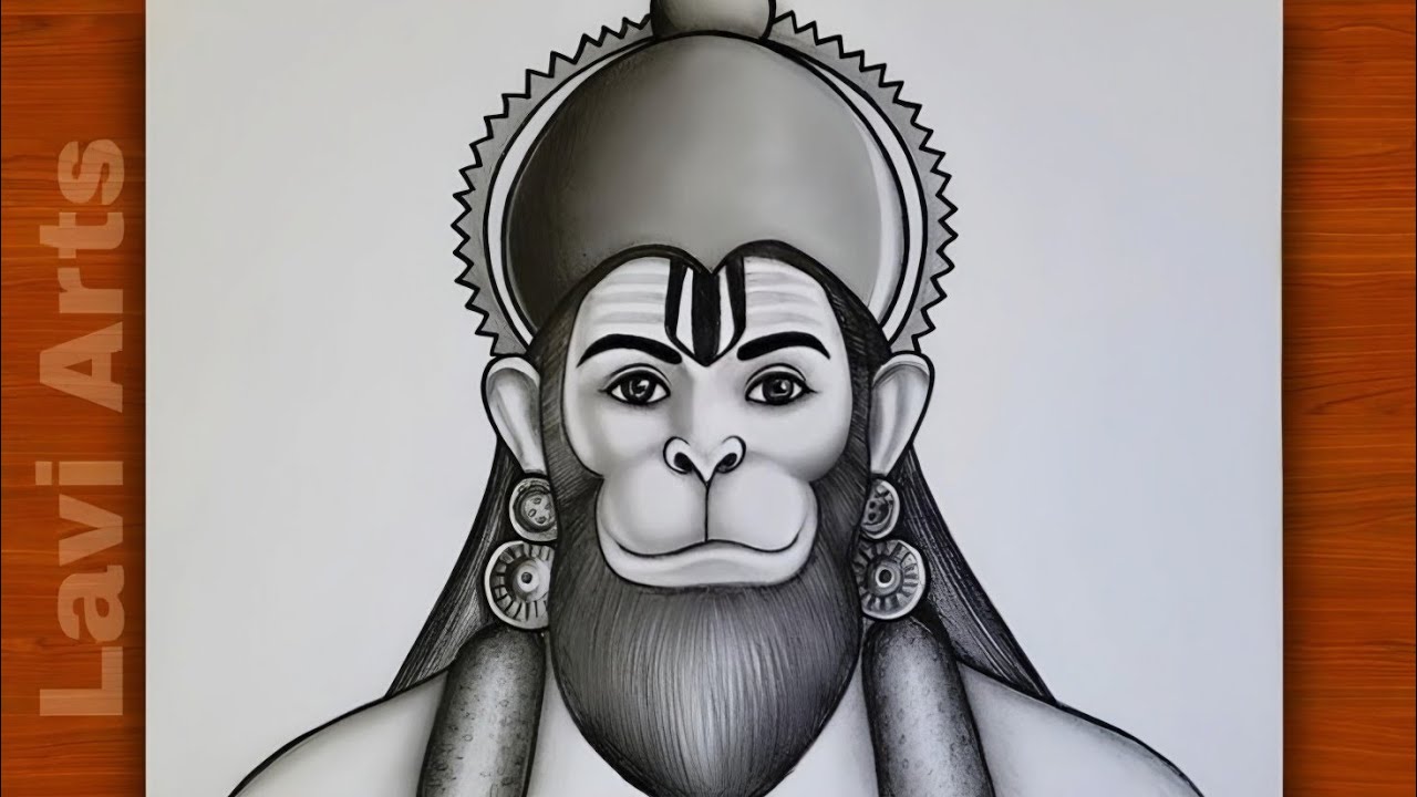 How to draw Hanuman ji face (easy step by step) | lord Hanuman drawing | Bajarangbali drawing Sketch