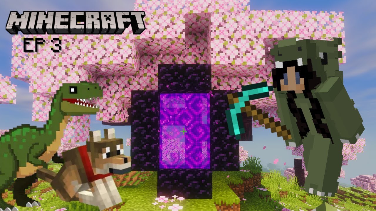The NETHER and a DINOSAUR MUSEUM! | Minecraft Let's Play Series Ep 3
