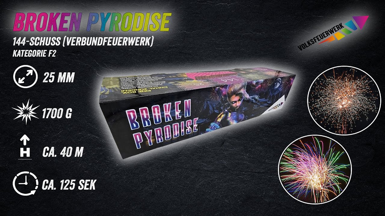 Volksfeuerwerk - Broken Pyrodise [Verbundfeuerwerk] (F2) | NEUHEIT 2024