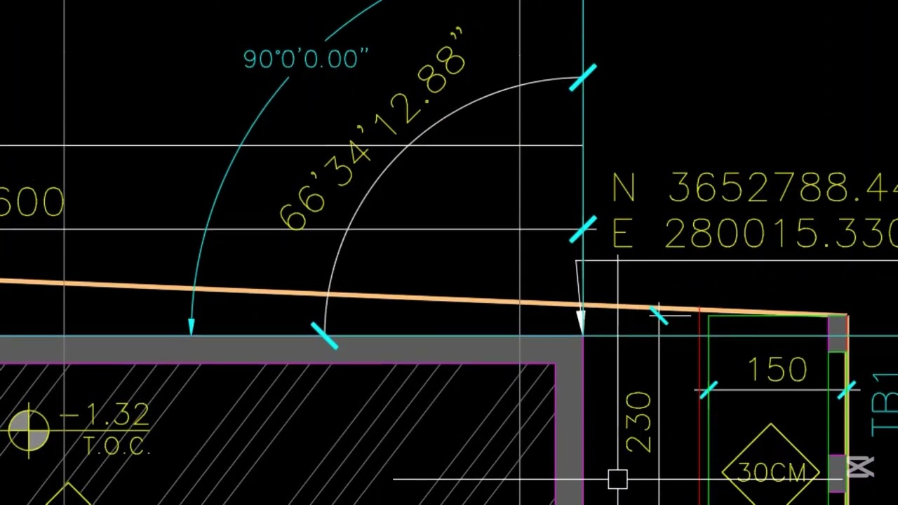 How to align the drawing with one coordinate and angle