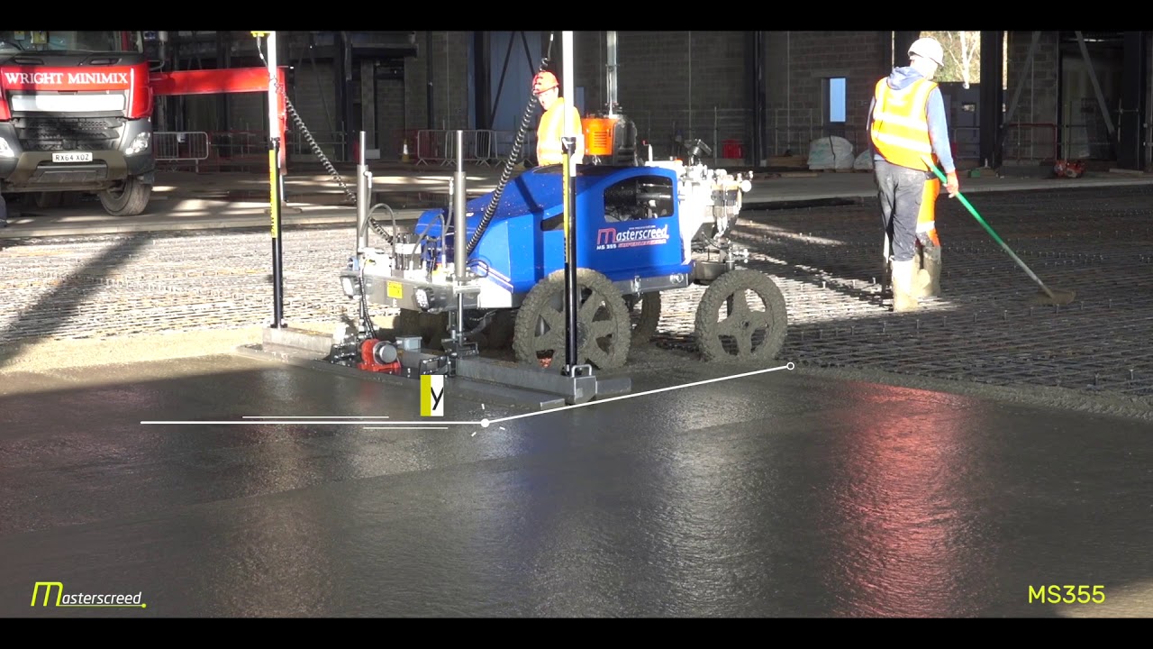 Masterscreed MS355 in action on upper level steel deck