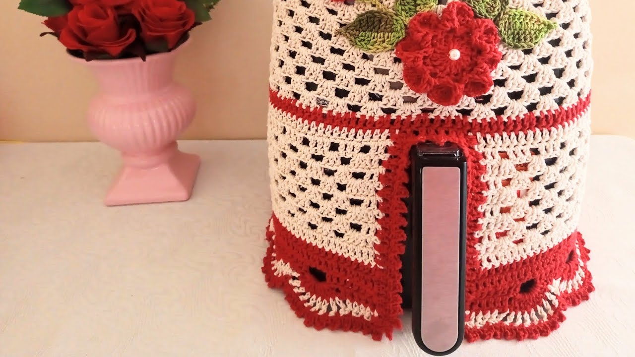Aula final , Capa de (Air fryer) Vídeo Aula 5 L.  parte final 2/2. com fio 4, #crochet
