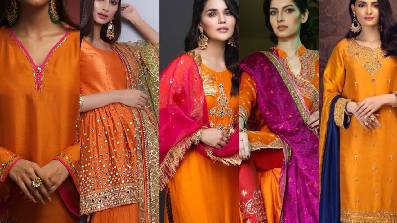 Orange Colour Dresses With Different Colour Contrast & Designs 2024-2025|| Orange Dresses #dress