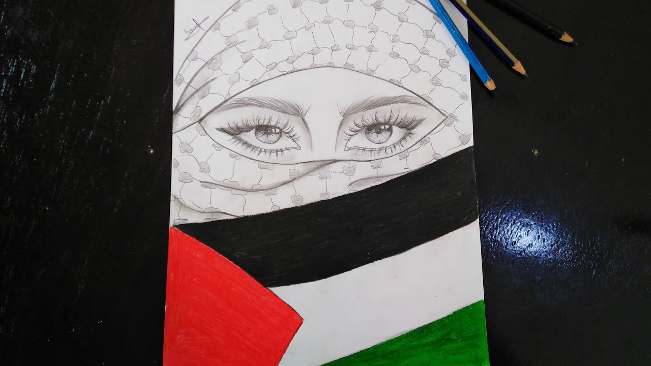 رسم تعبيري عن فلسطين 🇵🇸  جميل وسهل خطوة بخطوة