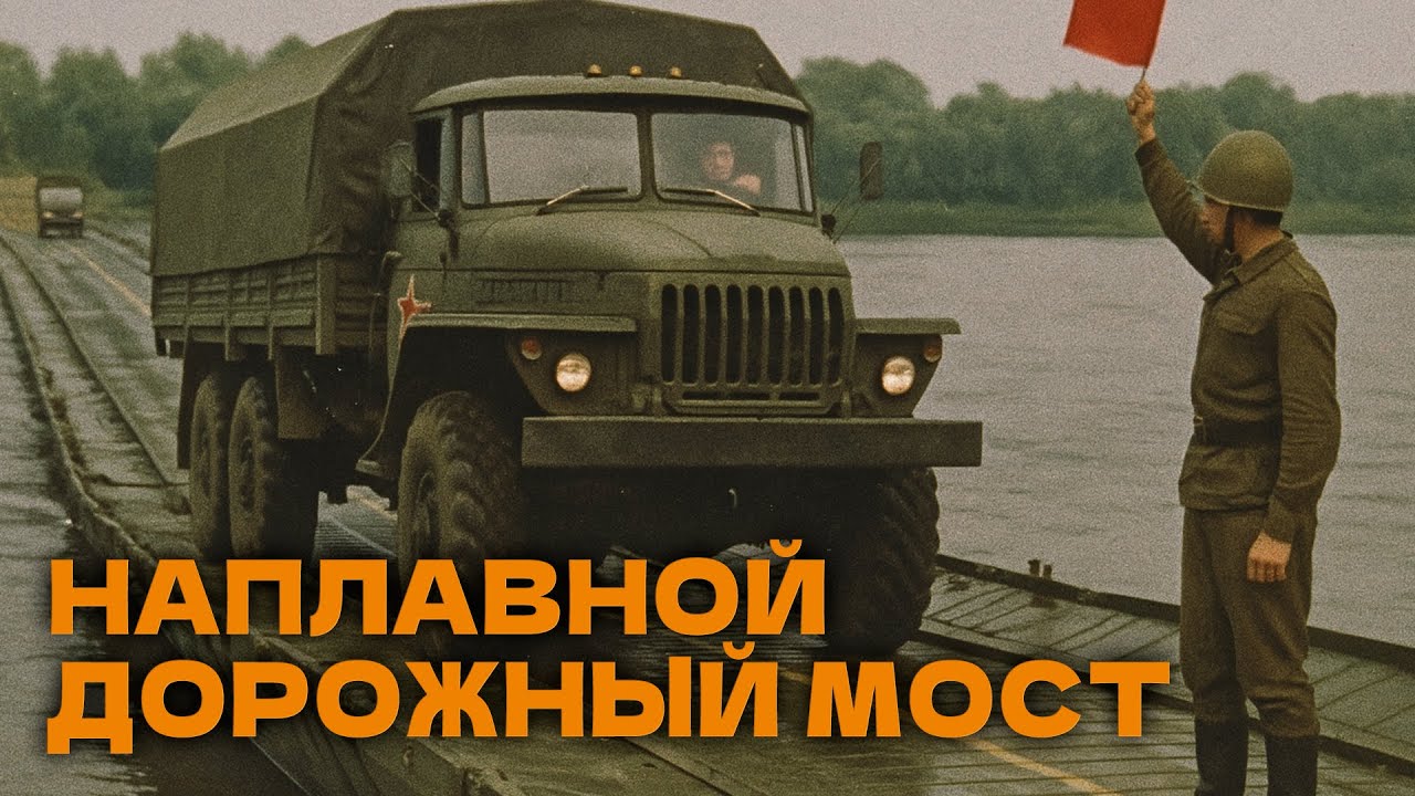 Наплавной автодорожный разборный мост 1985г.// Floating road bridge