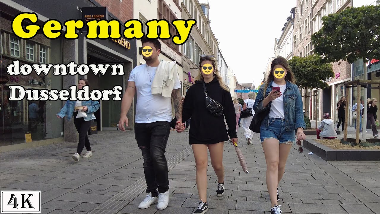 Walking on downtown Dusseldorf, Germany [4k]