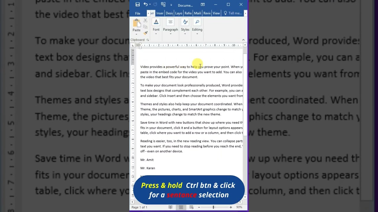 Ms word document selection trick.mswordshort. #msoffice #nitintechvision #mswordshortcut