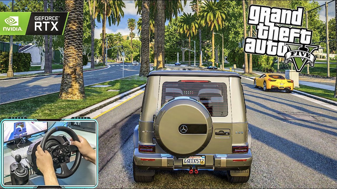 GTA 5 Mercedes Benz G63 G Wagon Driving With Thrustmaster T300 RS Steering Wheel