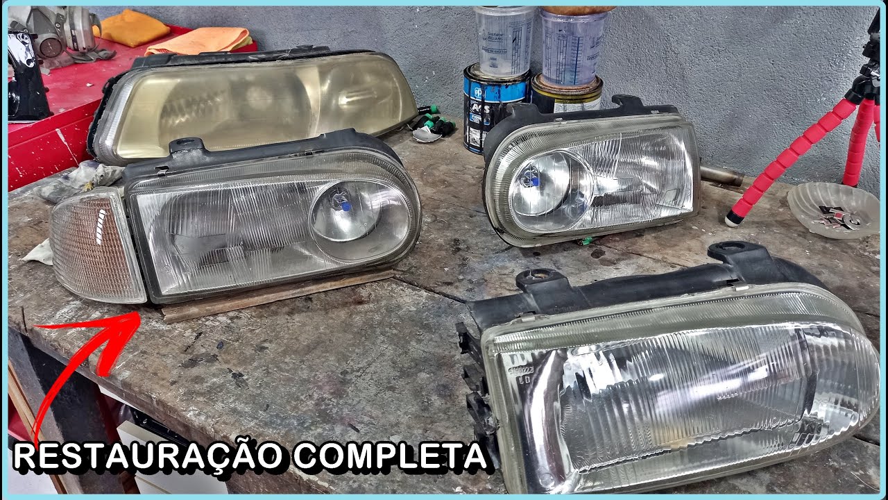 RESTAURAÇÃO DE FAROL CIBIE GOL GTI TSI E FAROL ARTEB NA HG METALIZAÇÃO CANAL JEAN DO GOL TURBO