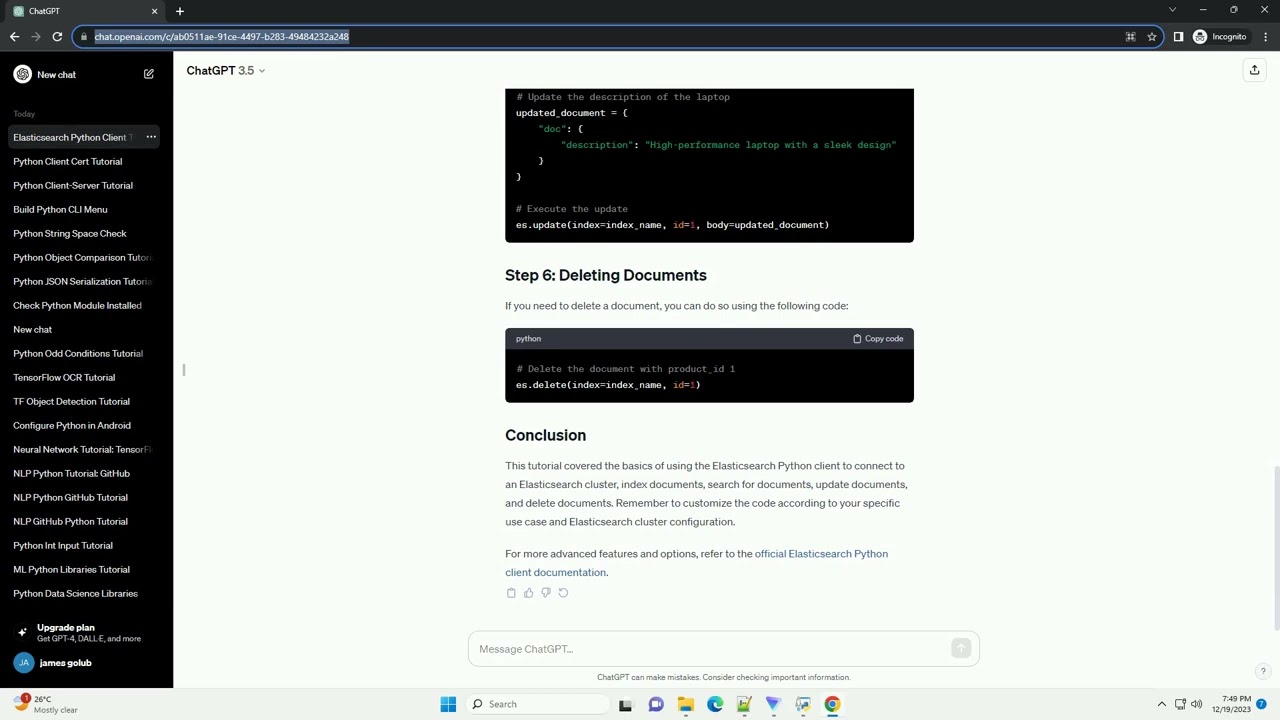 python client for elasticsearch