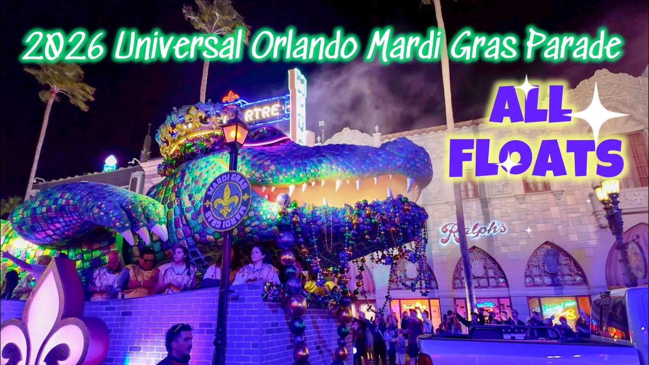 FULL 2026 Universal Orlando Mardi Gras Parade  - ALL FLOATS - 4K