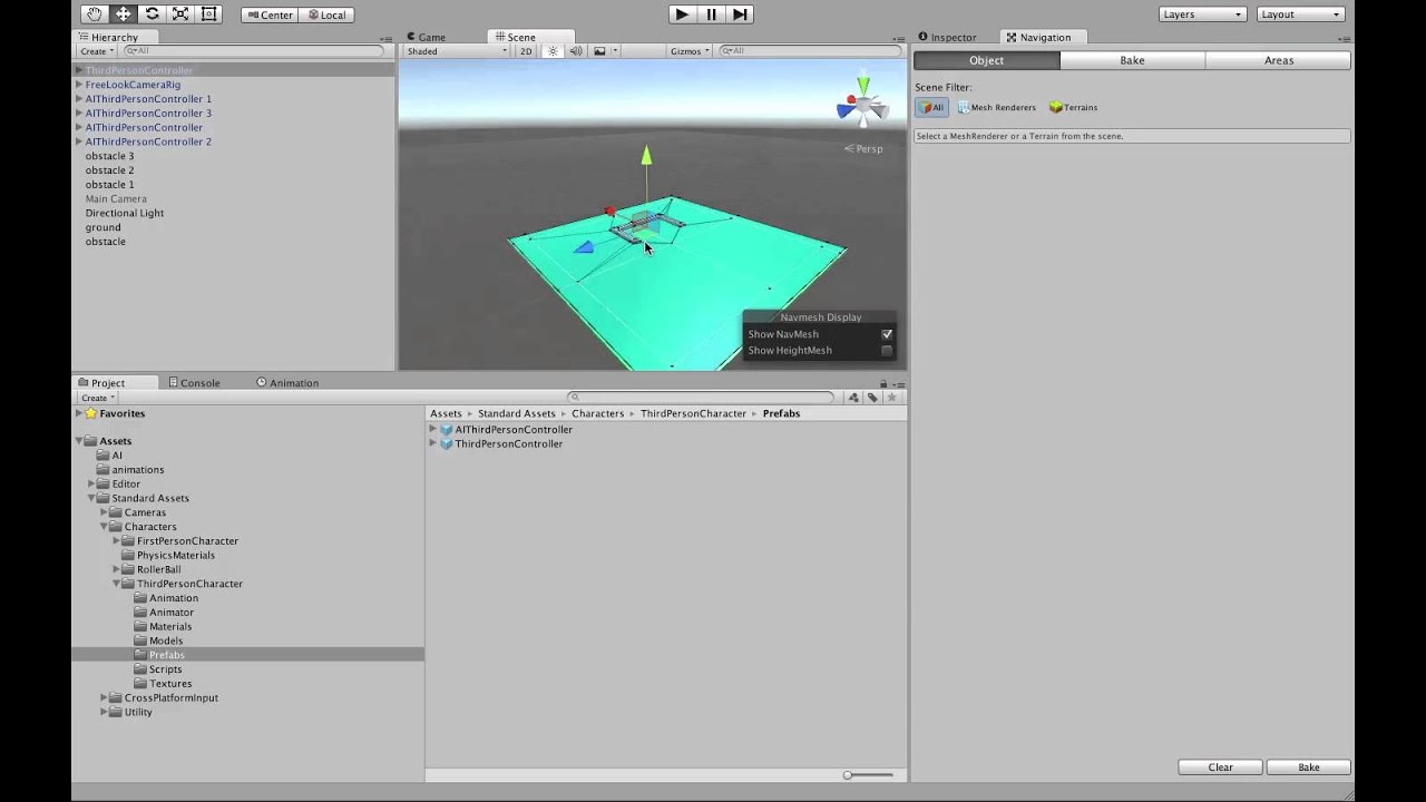 Unity 5: Creating intelligent NPC characters that follow the player and avoid obstacles