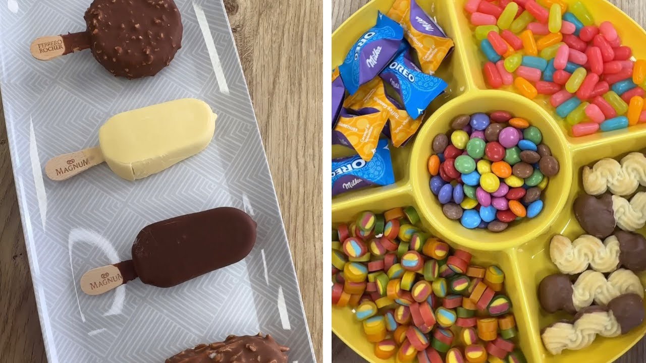 Ferrero Rocher 🍡🍧 Magnum Ice-cream and sweets platter filling asmr #asmr #icecream #sweets