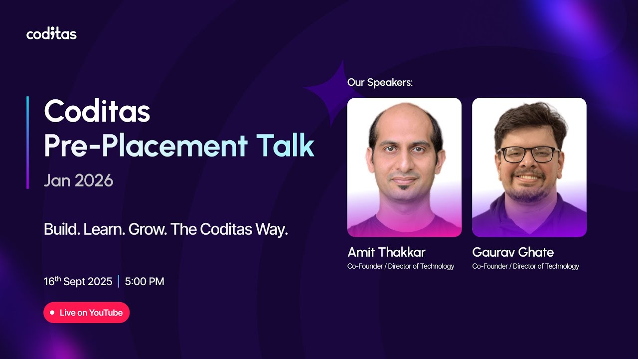 Coditas Pre-Placement Talk 2026 | Amit Thakkar & Gaurav Ghate | Live on 16th Sept 2025