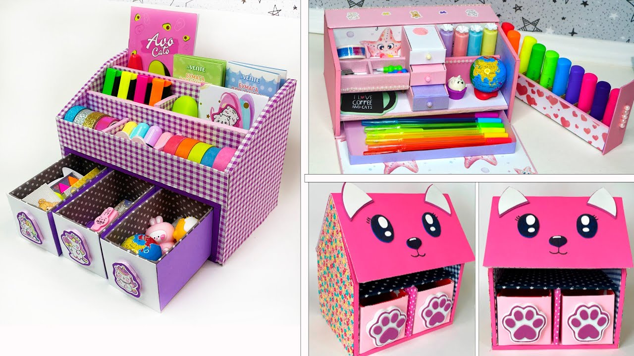 Cardboard crafts // How to make a pencil case and organizer out of cardboard