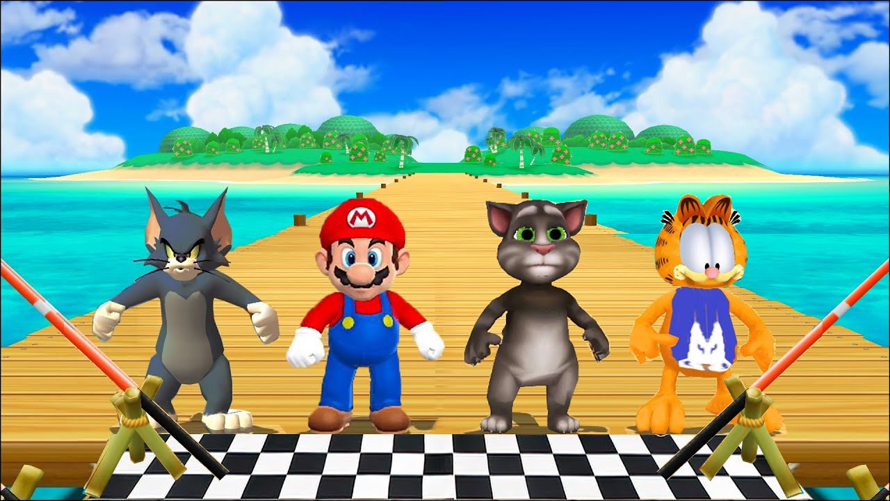 Mario Party 9 MiniGames Tom Vs Mario Vs Garfield Vs Talking Tom (Master Difficulty)