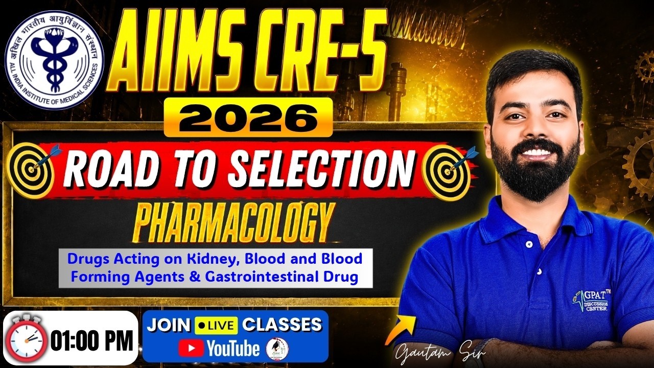 L- 16 | AIIMS CRE-5 2026 | Drugs acting on kidney, Blood & GIT  | Road to Selection #AIIMS