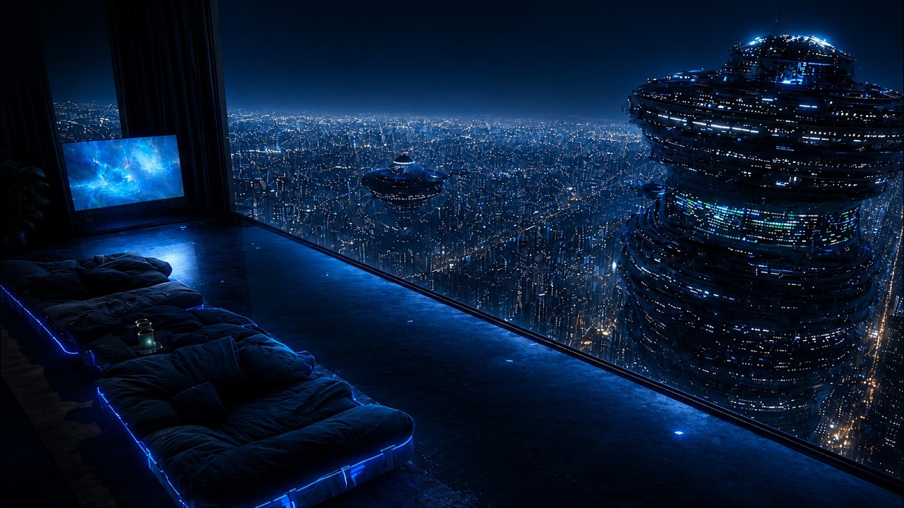 Midnight Megacity 🌌 Calm Cyberpunk Night Ambience | Deep Focus & Dark Relaxation