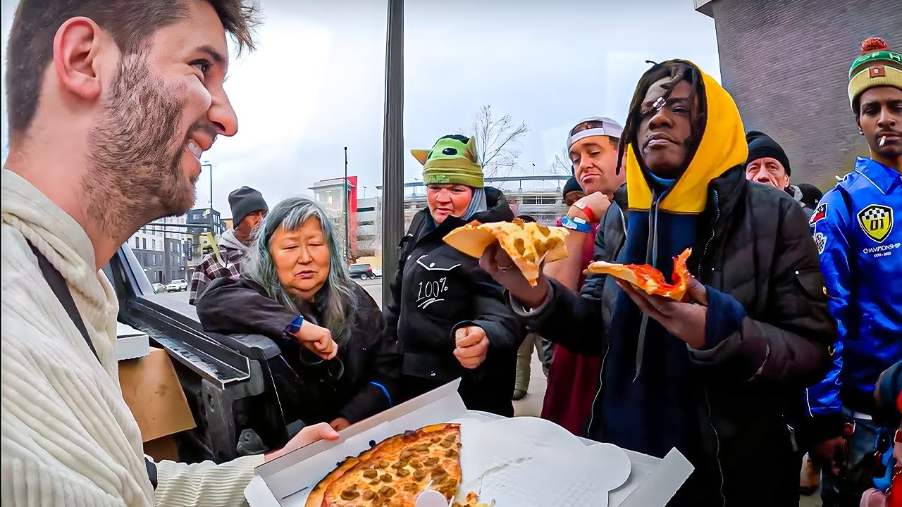 Handing Out 64 Pizzas To The Homeless