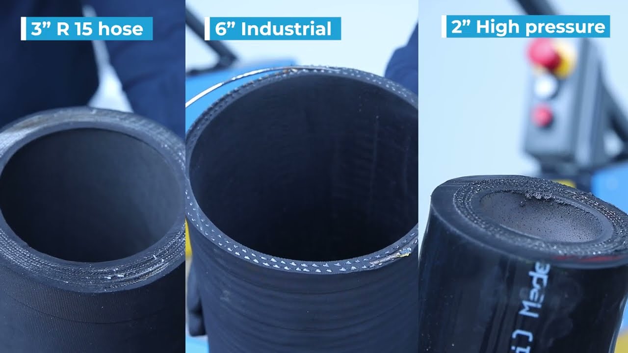 Compact & Mobile Design: UNIFLEX Industrial Hose Cutting Machines for industrial hoses up to 6” & 8”