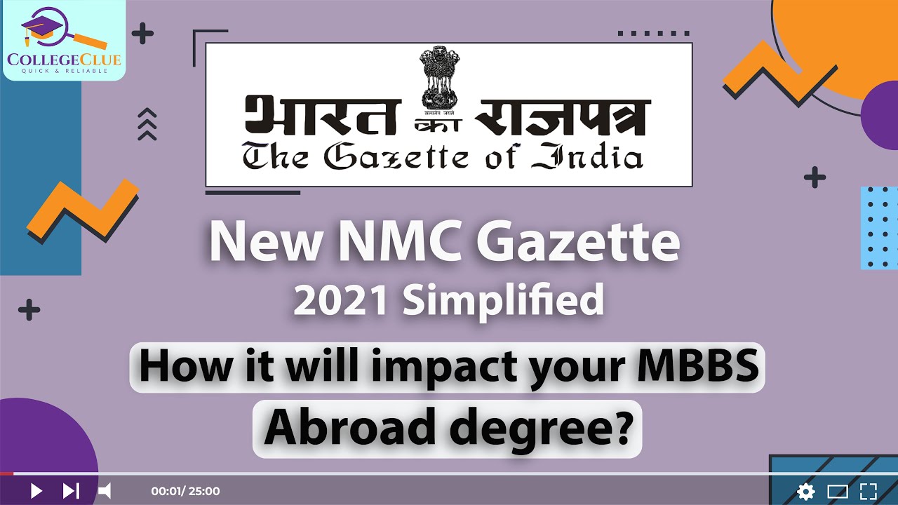 New NMC Gazette 2021 | MBBS Abroad students | Key highlights to get Legal Medical License in India