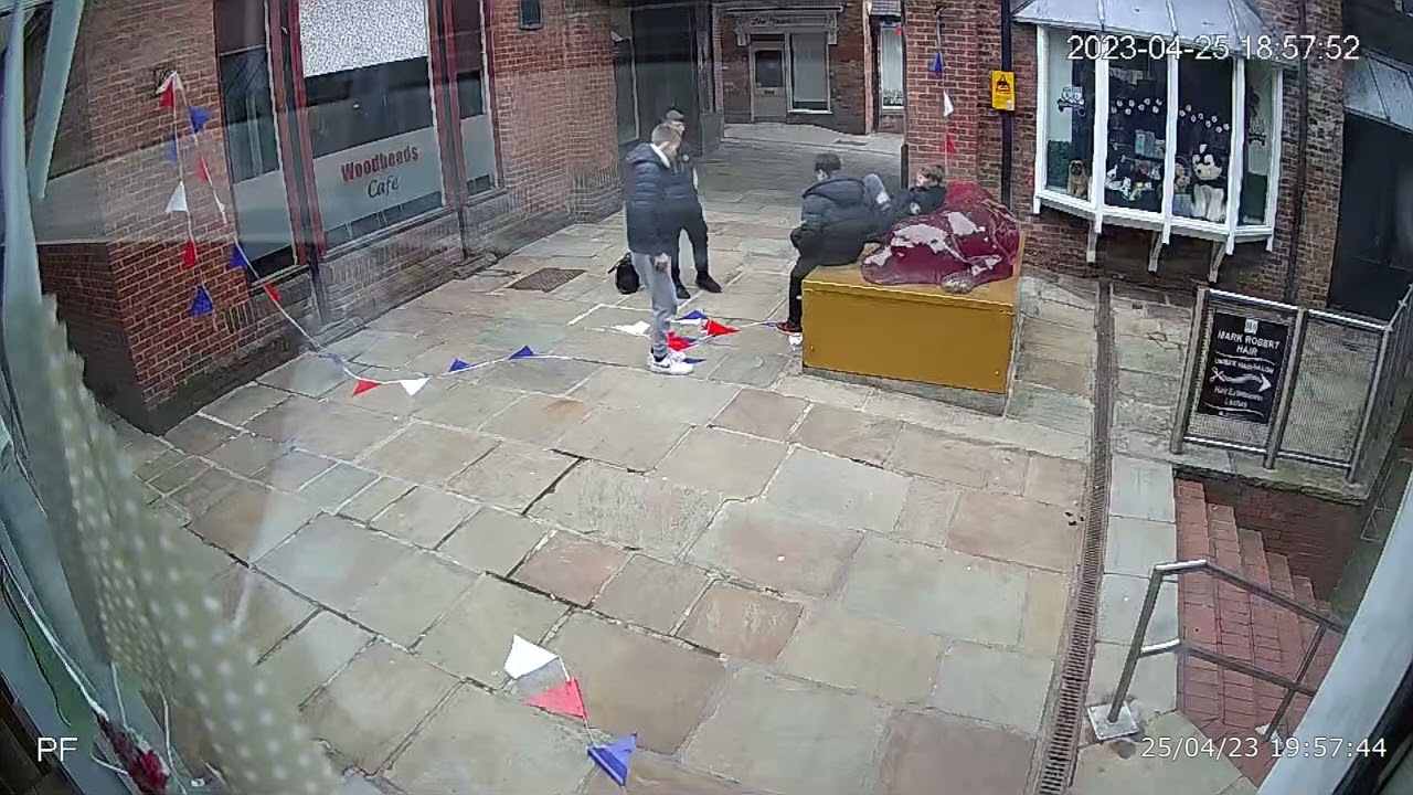 Kids rip down bunting