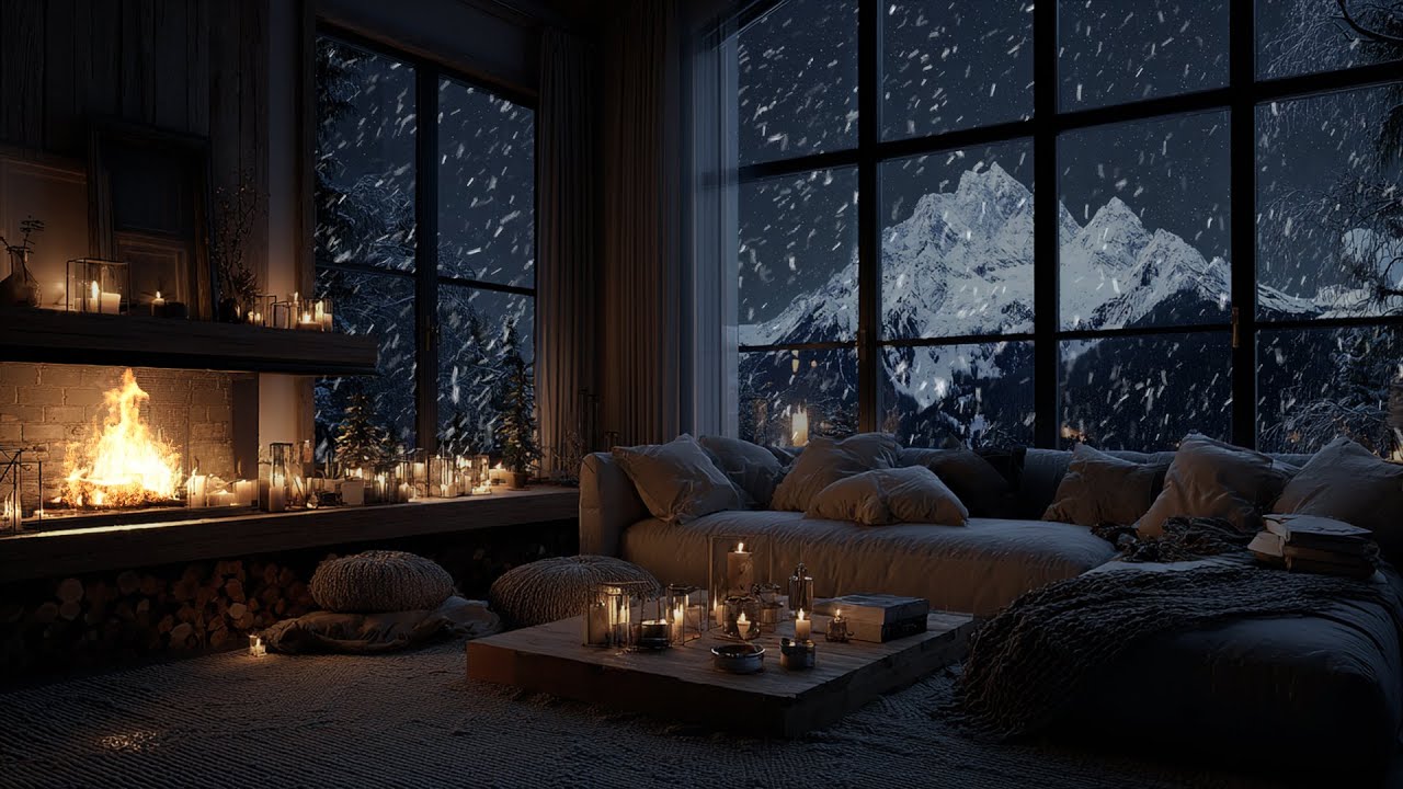 Soft Piano Moving Through Firelit Winter ❄️ A Tranquil Soundscape for Focus