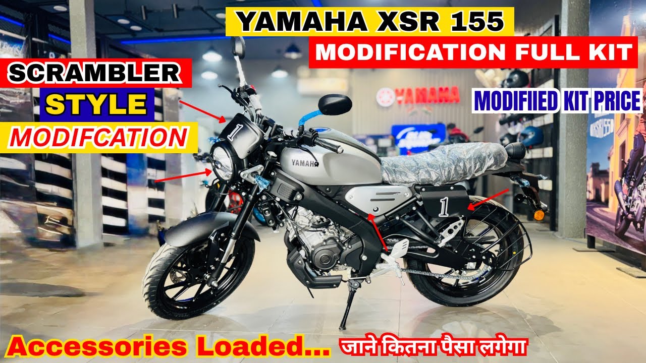 Yamaha XSR155 Modification Details Review | Kit Price | Full Scrambler Accessories कितना पैसा लगेगा?