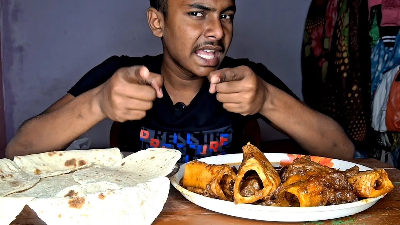 ASMR TUHIN TODAY SPICY BEEF  NALLI NIHARI AND GARMA GARAM ROTI FOOD EAITING VIDEO CHALLENGE 