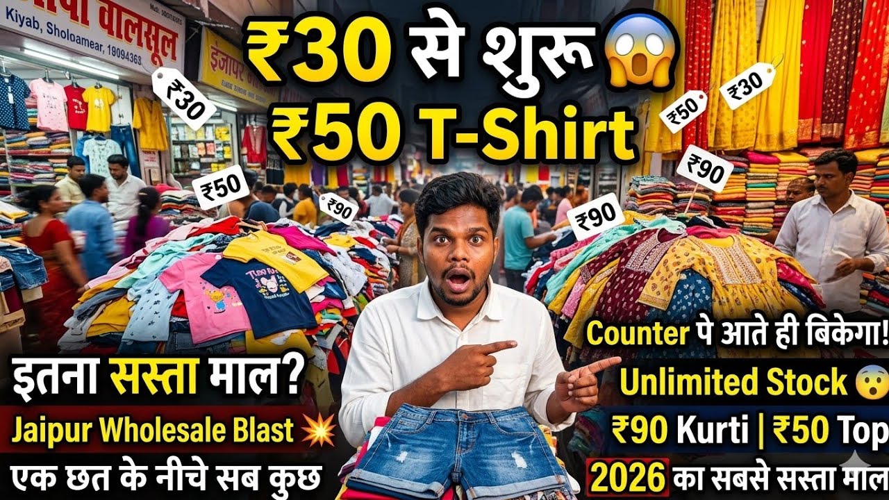 Jaipur Wholesale Market 😱 ₹30 से शुरू | ₹50 T-Shirt | ₹90 Kurti | SK Fashion Sanganer Jaipur