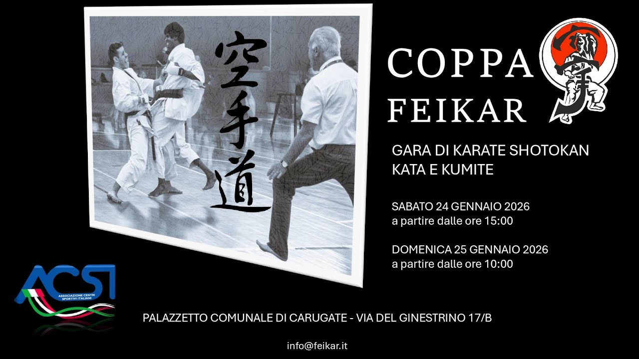 Coppa Feikar 2026 gara karate cinture marroni e nere