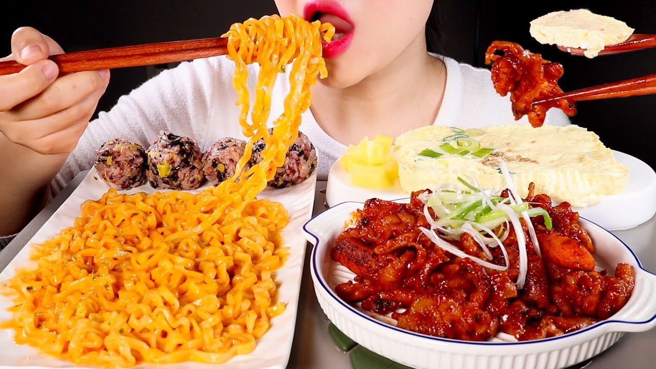 ASMR 크림진짬뽕, 무뼈닭발 먹방 | Creamy Jjampong Noodles and Spicy Chicken Feet | Eating Sounds Mukbang