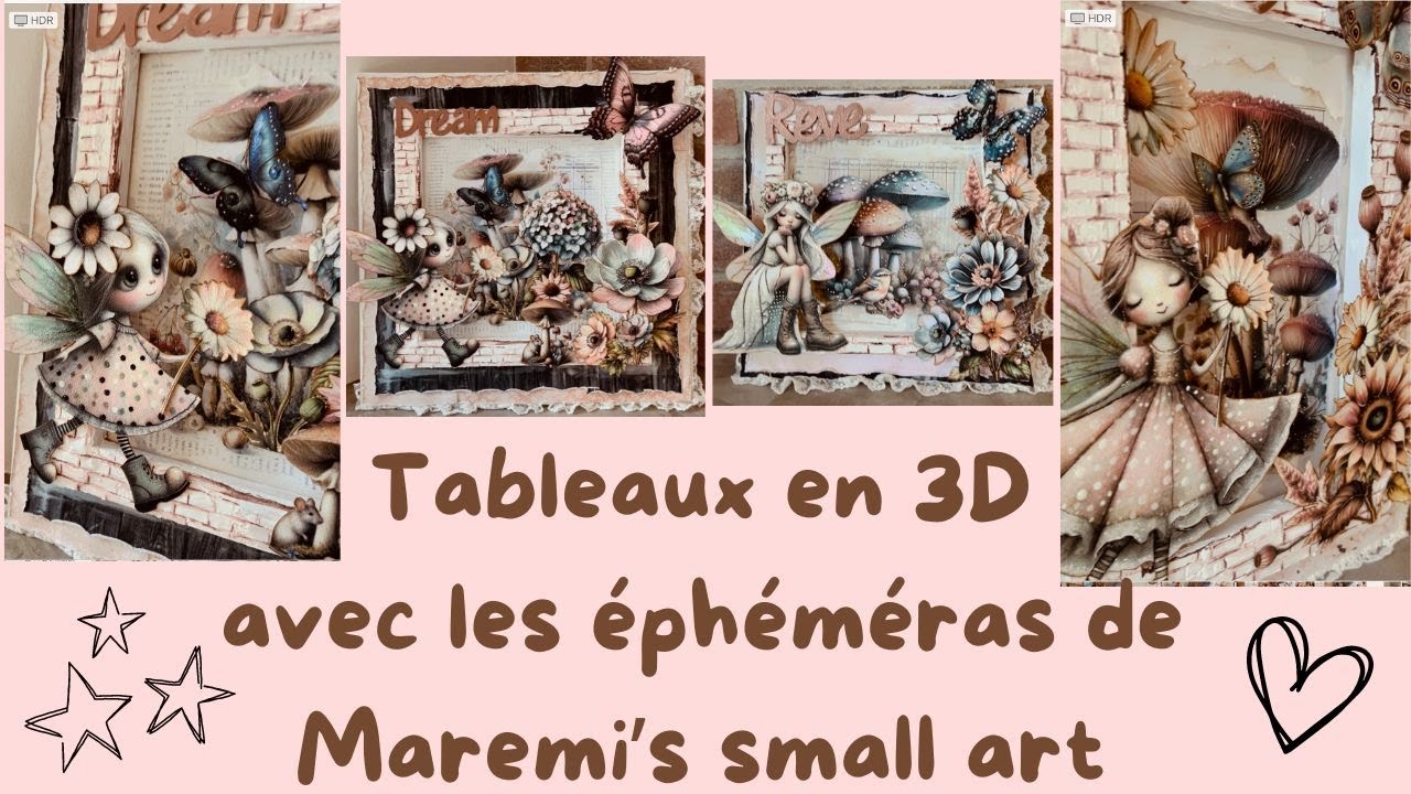 Tableaux en 3D avec les éphéméras de Maremi's small art