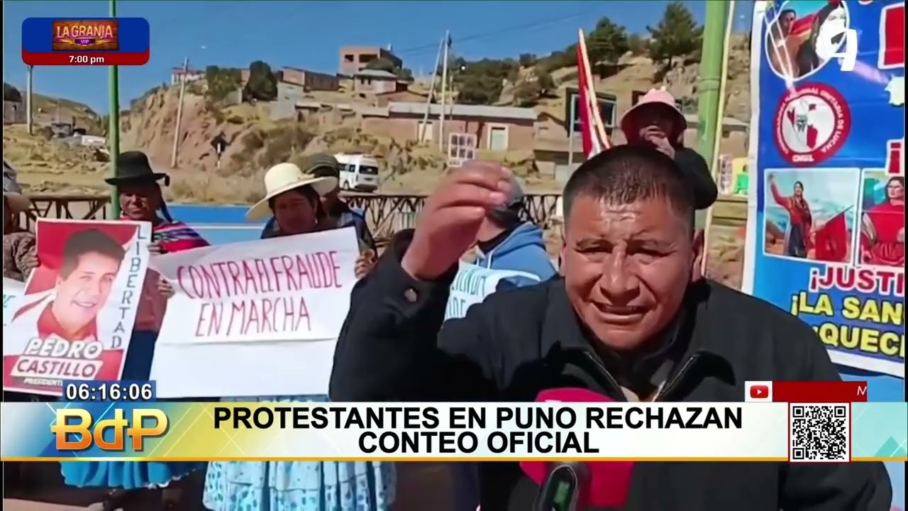 Elecciones 2026: protestantes en Puno rechazan conteo oficial