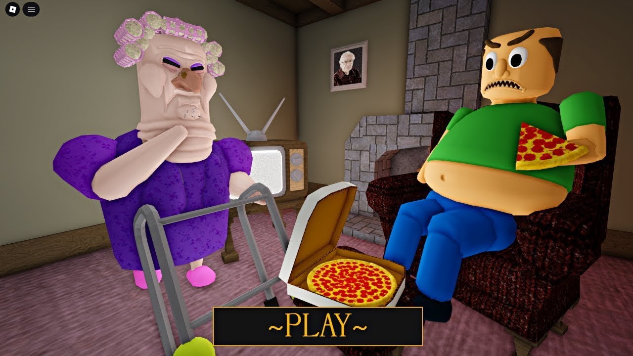 FAT GUY STEALS A PIZZA IN GRUMPY GRAN CHAIR ! GRUMPY GRAN CATCH HIM! WALKTHROUGH GAMEPLAY #roblox