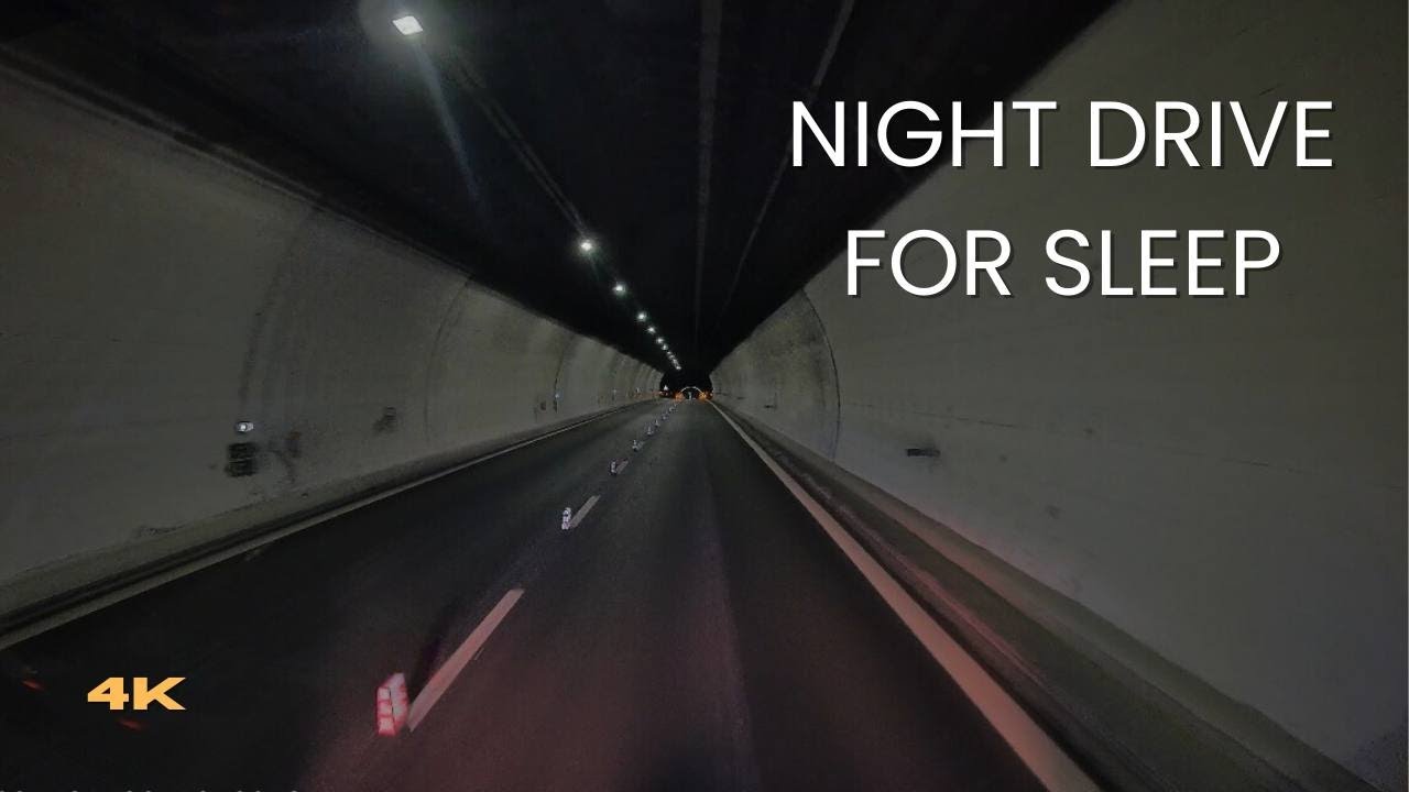 Deep Night Drive for Sleep 🌙 1 Hour 4K | Relaxing Tunnel & Highway Sounds with Soft Music
