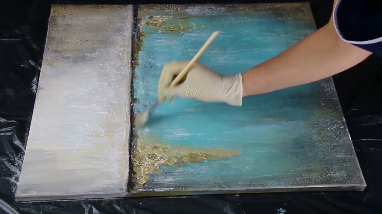 Abstract painting Demo / Gold Leaf / Acrylics / Acrylbild abstrakt mit Blattgold by Victoria