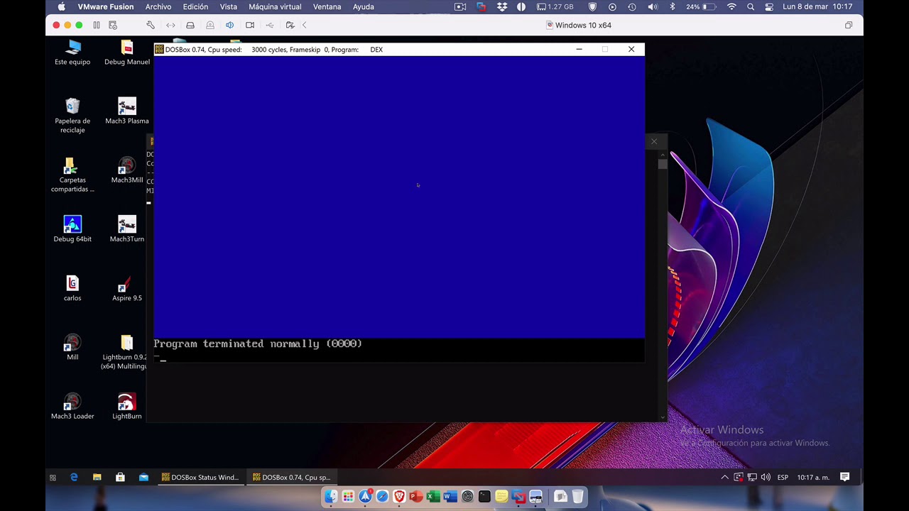 Modo de video, colores y entradas en ensamblador utilizando debug