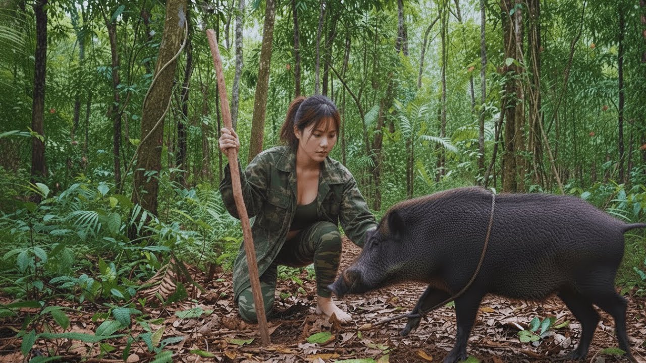 Survival Alone in the Deep Forest | Digging a Pit & Building a Handmade Wild Boar Trap
