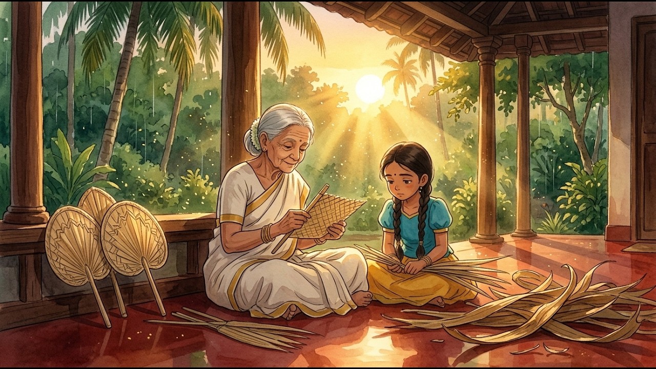 Palm Leaf Fan Making ASMR | 90s Kerala Ghibli Style India