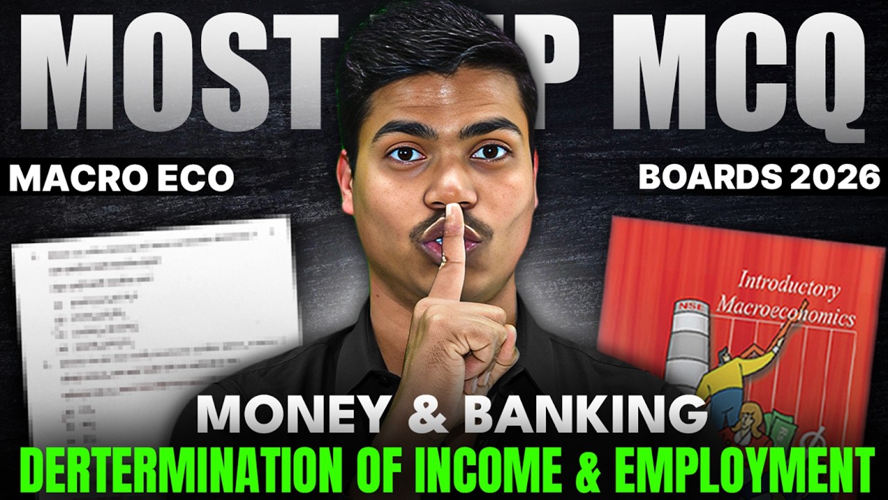 40 Most Important MCQ | Money & Banking & AD- AS | Class 12 Economics Board Exam 2026 | 20 Marks fix